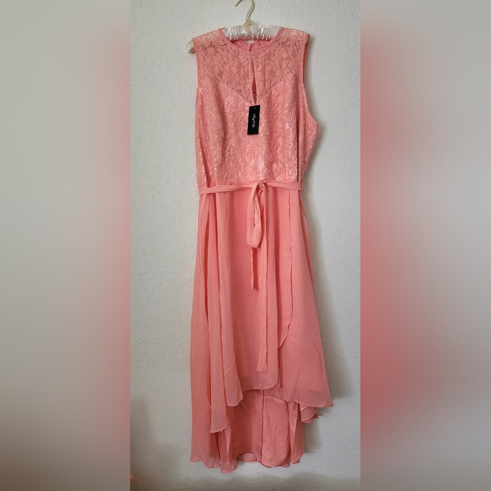 City Chic Coral Lace Dress XXL